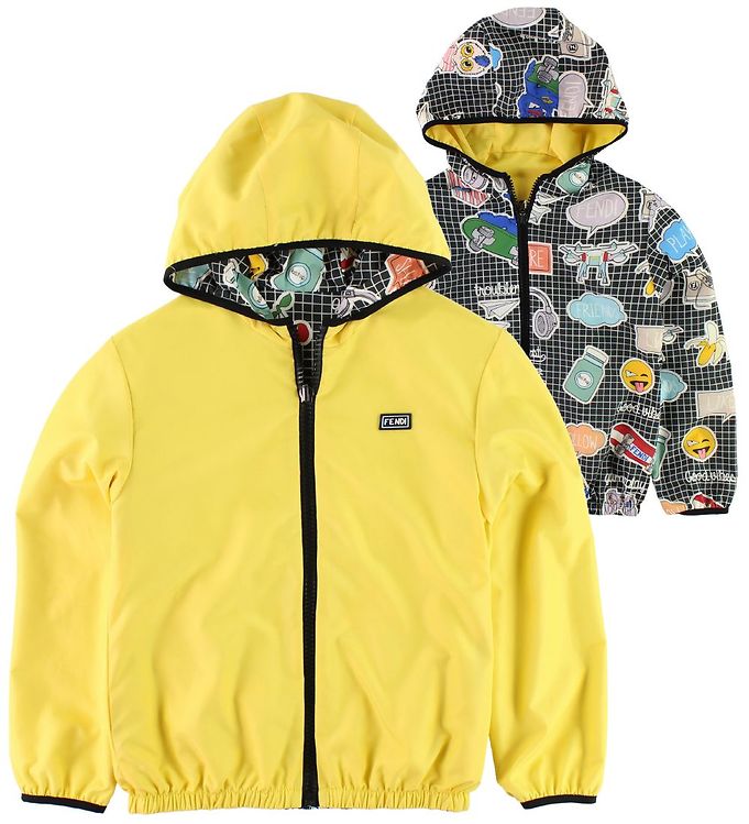 Fendi Kids Jakke Vendbar Gul Sort Print